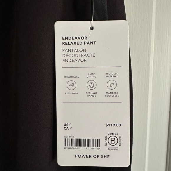 ATHLETA NWT Endeavor Relaxed Pant. Black so comfortable drawstring waist - Picture 8 of 10